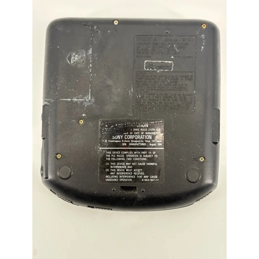 Sony Discman D-131 Portable CD‎ Player Black Mega Bass AVLS Vintage 1994 Parts